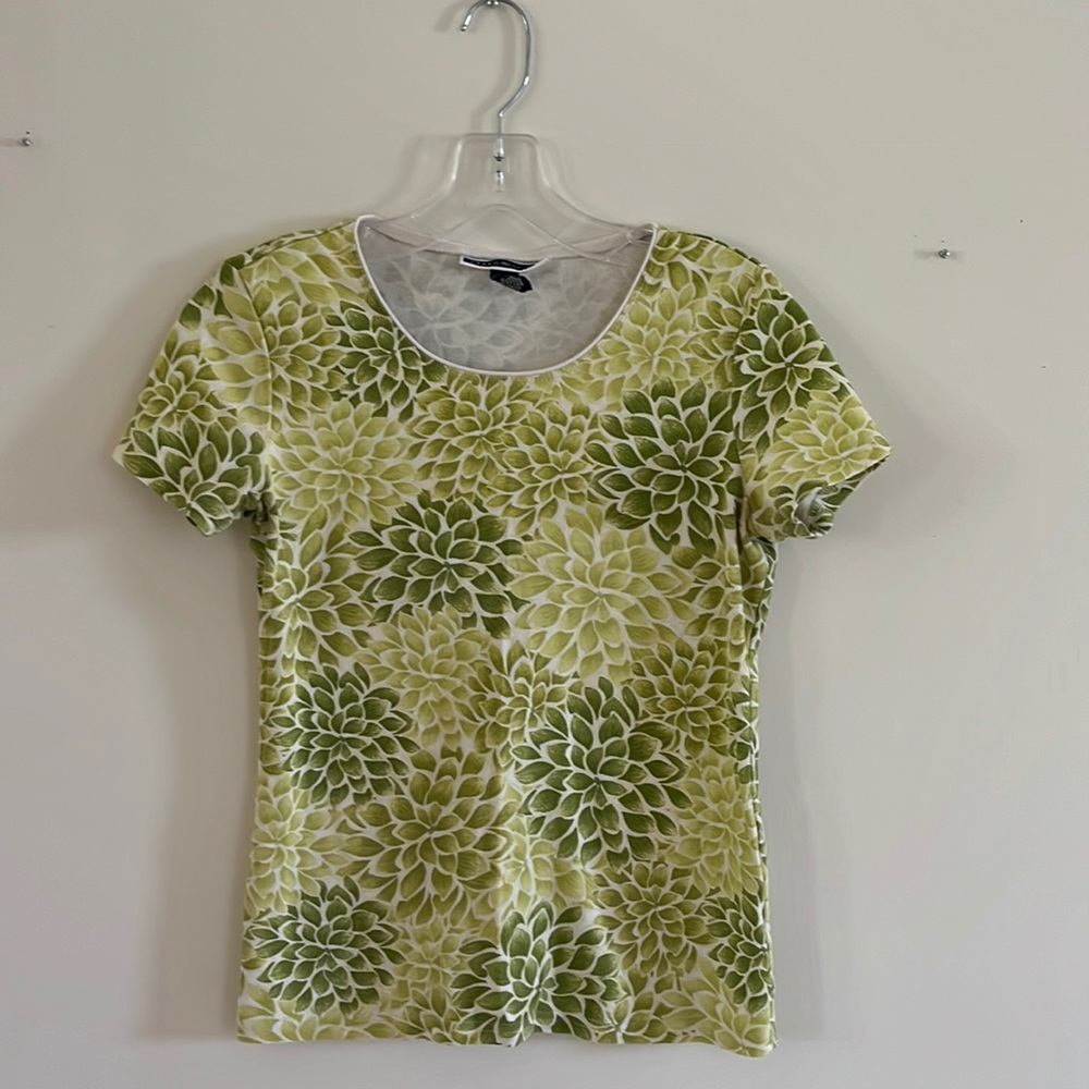 Patterned Tee - monochromatic green leaves